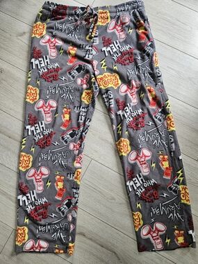 The Simpsons Bart Simpson Men's Fleece Pajama Pants Grey All Over Print Size L🔥